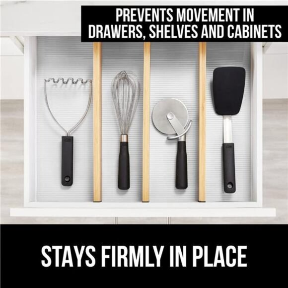 Gorilla Grip Non Adhesive, Waterproof, Durable Ribbed Drawer Liner 12x20, Clear - Picture 3 of 5